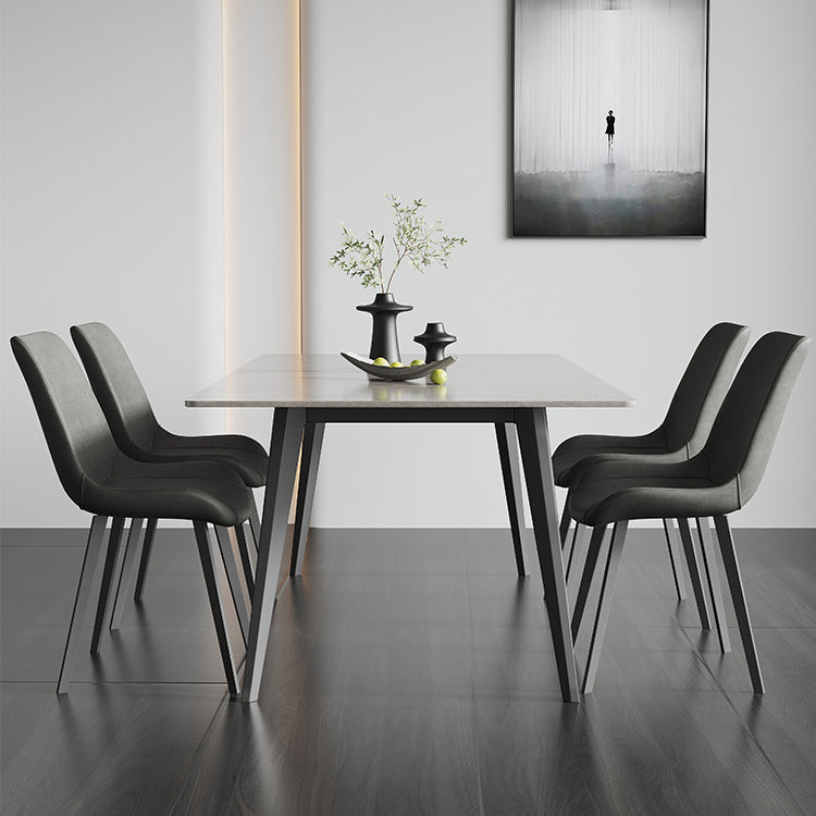 Set da pranzo moderno con piano in pietra sinterizzata Set tavolo da pranzo rettangolare 1/4/5 pezzi