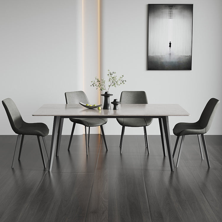 Set da pranzo moderno con piano in pietra sinterizzata Set tavolo da pranzo rettangolare 1/4/5 pezzi