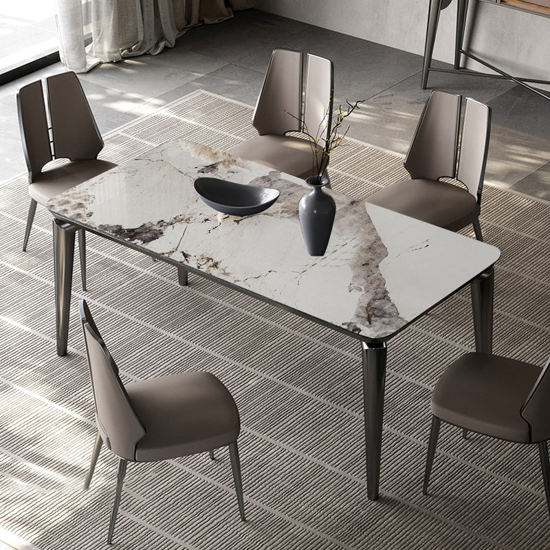 Designer Style Sintered Stone Dining Set Rectangle 1/3/4/6 Pieces Dining Room Table Set 6 Pieces: Table, 5 Chairs Clearhalo 'Dining Room Sets' 'Dining Tables & Seating' 'dining_room_set' 'furn' 'furn_dining_room_set' 'Furniture' 'Kitchen & Dining Furniture' 5278678