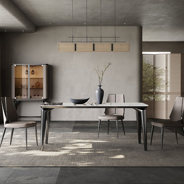 Designer Style Sintered Stone Dining Set Rectangle 1/3/4/6 Pieces Dining Room Table Set 4 Pieces: Table, 3 Chairs Clearhalo 'Dining Room Sets' 'Dining Tables & Seating' 'dining_room_set' 'furn' 'furn_dining_room_set' 'Furniture' 'Kitchen & Dining Furniture' 5278680