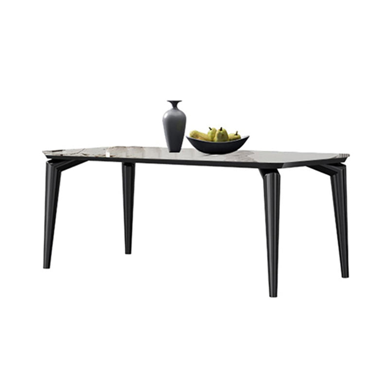 Designer Style Sintered Stone Dining Set Rectangle 1/3/4/6 Pieces Dining Room Table Set White 54"L x 31"W Clearhalo 'Dining Room Sets' 'Dining Tables & Seating' 'dining_room_set' 'furn' 'furn_dining_room_set' 'Furniture' 'Kitchen & Dining Furniture' 5278683