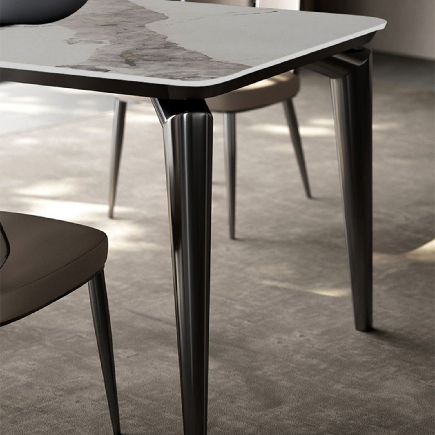 Designer Style Sintered Stone Dining Set Rectangle 1/3/4/6 Pieces Dining Room Table Set Clearhalo 'Dining Room Sets' 'Dining Tables & Seating' 'dining_room_set' 'furn' 'furn_dining_room_set' 'Furniture' 'Kitchen & Dining Furniture' 5278686