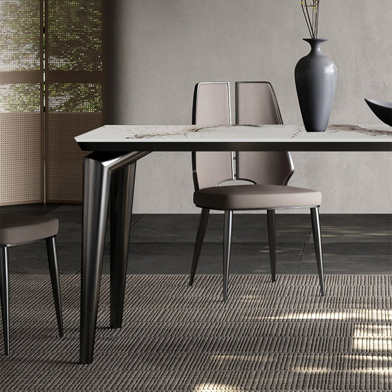 Designer Style Sintered Stone Dining Set Rectangle 1/3/4/6 Pieces Dining Room Table Set Clearhalo 'Dining Room Sets' 'Dining Tables & Seating' 'dining_room_set' 'furn' 'furn_dining_room_set' 'Furniture' 'Kitchen & Dining Furniture' 5278687