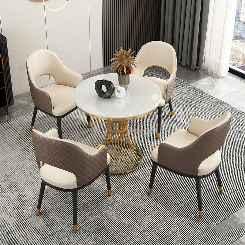 Set tavolo da pranzo in pietra sinterizzata bianca Glam Set da pranzo da 1/2/3/4/5 pezzi per uso domestico