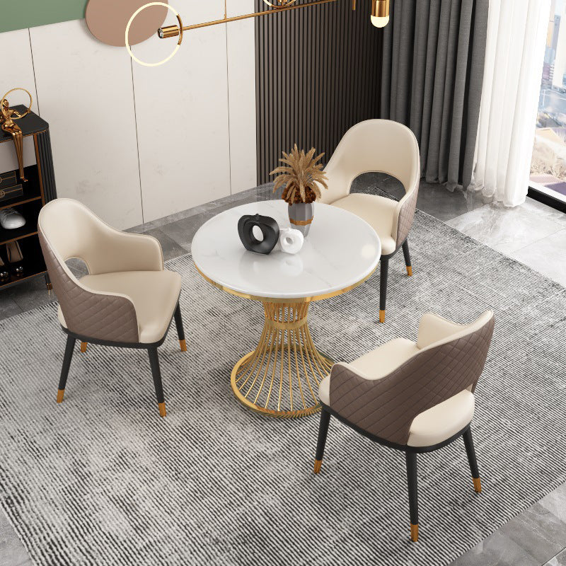 Set tavolo da pranzo in pietra sinterizzata bianca Glam Set da pranzo da 1/2/3/4/5 pezzi per uso domestico