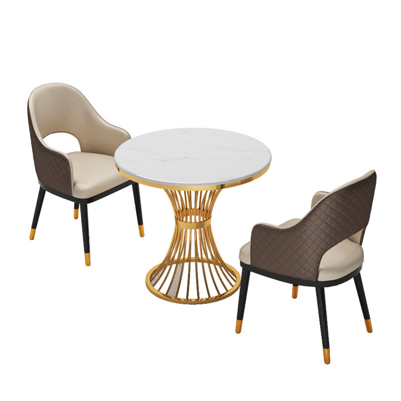 Set tavolo da pranzo in pietra sinterizzata bianca Glam Set da pranzo da 1/2/3/4/5 pezzi per uso domestico