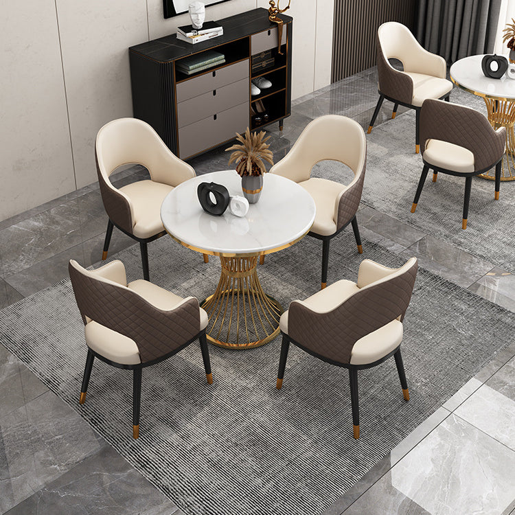 Set tavolo da pranzo in pietra sinterizzata bianca Glam Set da pranzo da 1/2/3/4/5 pezzi per uso domestico