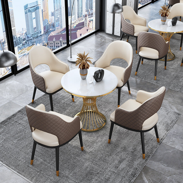 Set tavolo da pranzo in pietra sinterizzata bianca Glam Set da pranzo da 1/2/3/4/5 pezzi per uso domestico