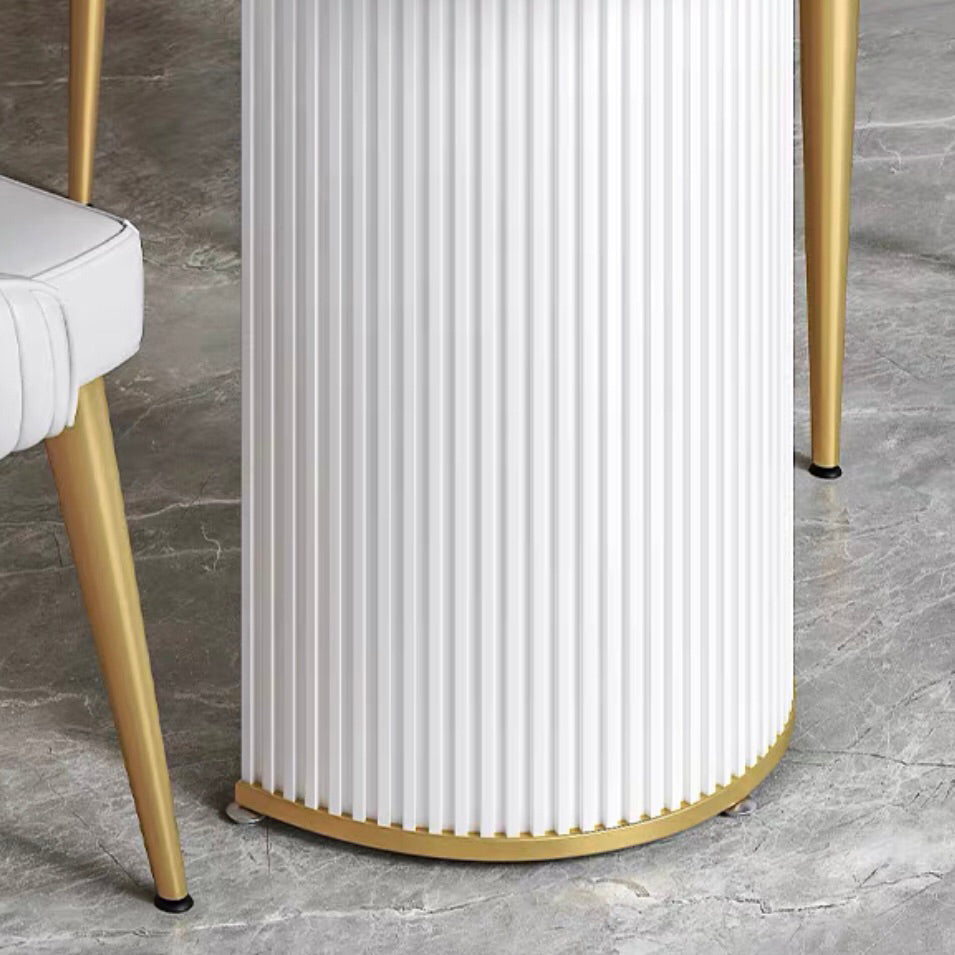 Free Form White Dining Table Sintered Stone Table Luxury with Double Pedestal Clearhalo 'Dining Tables & Seating' 'Dining Tables' 'dining_table' 'furn' 'furn_dining_table' 'Furniture' 'Kitchen & Dining Furniture' 5278751