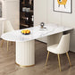 Free Form White Dining Table Sintered Stone Table Luxury with Double Pedestal Clearhalo 'Dining Tables & Seating' 'Dining Tables' 'dining_table' 'furn' 'furn_dining_table' 'Furniture' 'Kitchen & Dining Furniture' 5278753