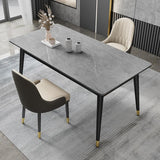 Mesa de comedor de piedra rectángulo Metal de 4 patas de 4 patas Mesa de comedor para sala de estar