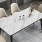 Mesa de comedor de piedra rectángulo Metal de 4 patas de 4 patas Mesa de comedor para sala de estar