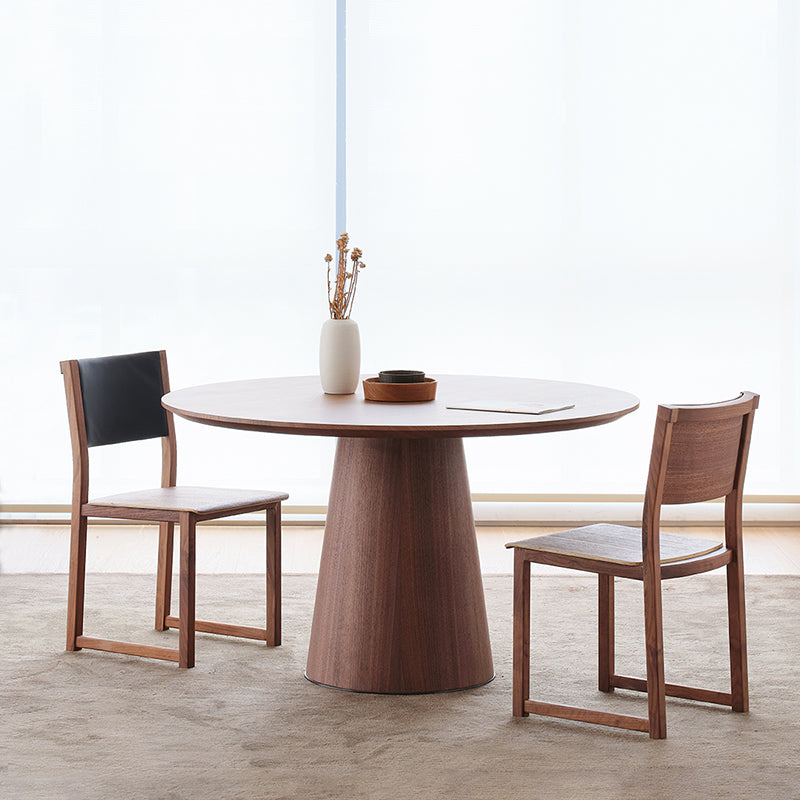 Contemporary Round Dinette Table Solid Wood Pedestal Dining Table Brown 51.2"L x 51.2"W x 29.5"H Without Chairs Clearhalo 'Dining Tables & Seating' 'Dining Tables' 'dining_table' 'furn' 'furn_dining_table' 'Furniture' 'Kitchen & Dining Furniture' 5278881