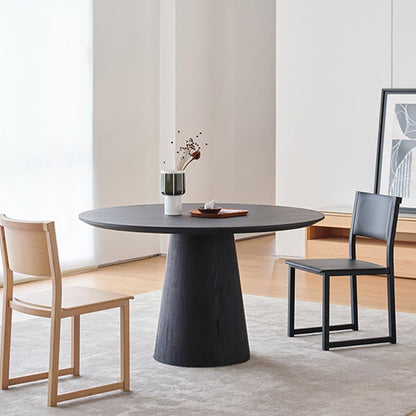 Contemporary Round Dinette Table Solid Wood Pedestal Dining Table Black Without Chairs Clearhalo 'Dining Tables & Seating' 'Dining Tables' 'dining_table' 'furn' 'furn_dining_table' 'Furniture' 'Kitchen & Dining Furniture' 5278882