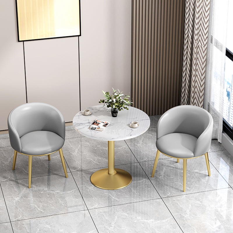 丸い焼結石トップテーブル現代のメタルベースダイニングテーブル