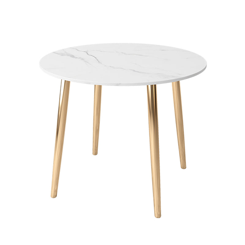 Glam Style Stone Top Dining Table with Gold 4 Legs for Living Room Round Without Chairs Clearhalo 'Dining Tables & Seating' 'Dining Tables' 'dining_table' 'furn' 'furn_dining_table' 'Furniture' 'Kitchen & Dining Furniture' 5278981