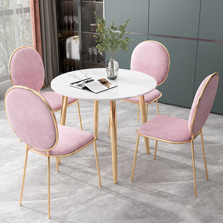 Glam Style Stone Top Dining Table with Gold 4 Legs for Living Room Round 23.6"L x 23.6"W x 29.5"H Without Chairs Clearhalo 'Dining Tables & Seating' 'Dining Tables' 'dining_table' 'furn' 'furn_dining_table' 'Furniture' 'Kitchen & Dining Furniture' 5278983