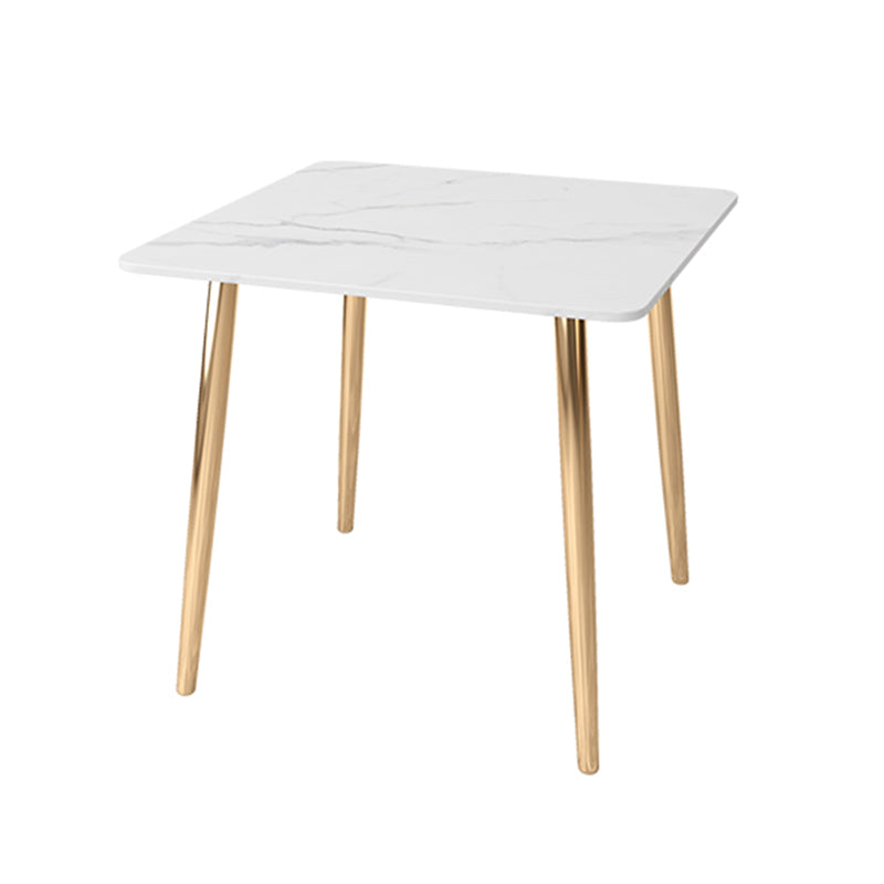Glam Style Stone Top Dining Table with Gold 4 Legs for Living Room Square 35.4"L x 35.4"W x 29.5"H Without Chairs Clearhalo 'Dining Tables & Seating' 'Dining Tables' 'dining_table' 'furn' 'furn_dining_table' 'Furniture' 'Kitchen & Dining Furniture' 5278985