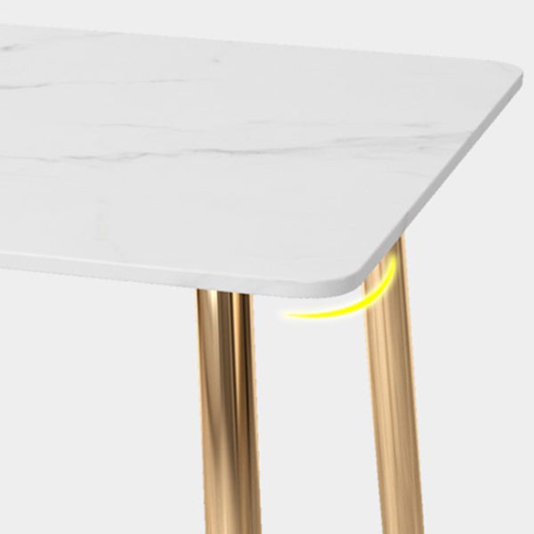 Glam Style Stone Top Dining Table with Gold 4 Legs for Living Room Clearhalo 'Dining Tables & Seating' 'Dining Tables' 'dining_table' 'furn' 'furn_dining_table' 'Furniture' 'Kitchen & Dining Furniture' 5278986