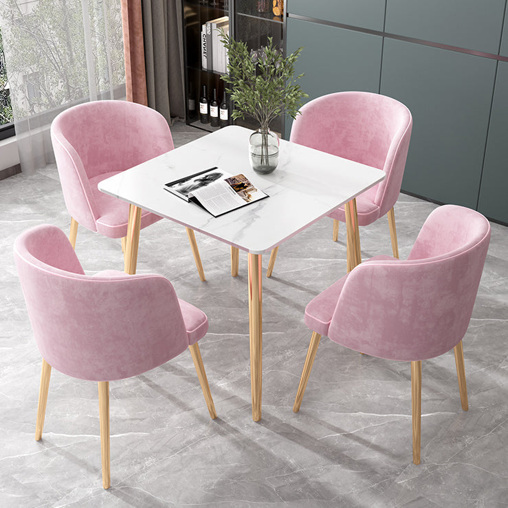 Glam Style Stone Top Dining Table with Gold 4 Legs for Living Room Clearhalo 'Dining Tables & Seating' 'Dining Tables' 'dining_table' 'furn' 'furn_dining_table' 'Furniture' 'Kitchen & Dining Furniture' 5278989
