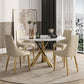 Sintered Stone Top Round Table Simplicity Gold Metal Base Dining Table