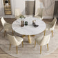 Sintered Stone Top Round Table Simplicity Gold Metal Base Dining Table