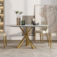 Sintered Stone Top Round Table Simplicity Gold Metal Base Dining Table