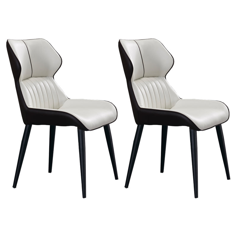 Minimalist Design Arm Wingback Side Chairs Faux Leather Side Chair White 2 Piece Set Clearhalo 'Dining Chairs' 'Dining Tables & Seating' 'dining_chair' 'furn' 'furn_dining_chair' 'Furniture' 'Kitchen & Dining Furniture' 5279016