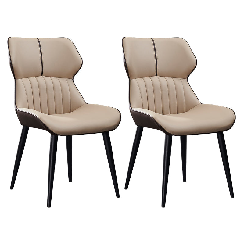Minimalist Design Arm Wingback Side Chairs Faux Leather Side Chair Khaki 2 Piece Set Clearhalo 'Dining Chairs' 'Dining Tables & Seating' 'dining_chair' 'furn' 'furn_dining_chair' 'Furniture' 'Kitchen & Dining Furniture' 5279024