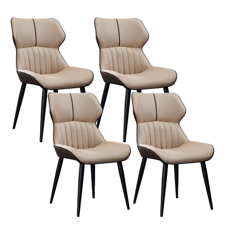 Minimalist Design Arm Wingback Side Chairs Faux Leather Side Chair Khaki 4 Piece Set Clearhalo 'Dining Chairs' 'Dining Tables & Seating' 'dining_chair' 'furn' 'furn_dining_chair' 'Furniture' 'Kitchen & Dining Furniture' 5279026