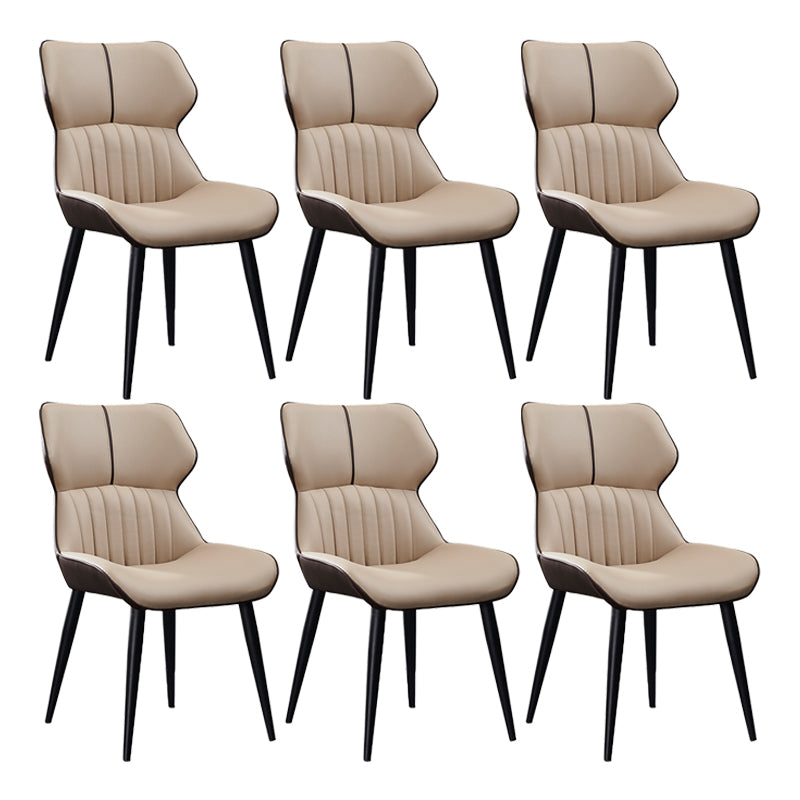 Minimalist Design Arm Wingback Side Chairs Faux Leather Side Chair Khaki 6 Piece Set Clearhalo 'Dining Chairs' 'Dining Tables & Seating' 'dining_chair' 'furn' 'furn_dining_chair' 'Furniture' 'Kitchen & Dining Furniture' 5279029