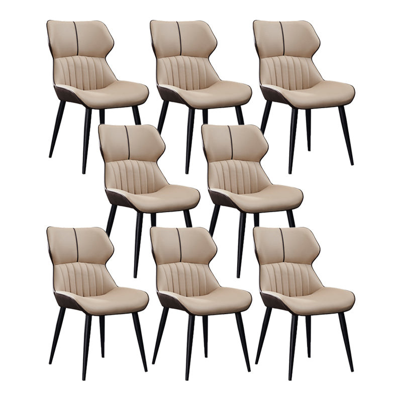 Minimalist Design Arm Wingback Side Chairs Faux Leather Side Chair Khaki 8 Piece Set Clearhalo 'Dining Chairs' 'Dining Tables & Seating' 'dining_chair' 'furn' 'furn_dining_chair' 'Furniture' 'Kitchen & Dining Furniture' 5279030