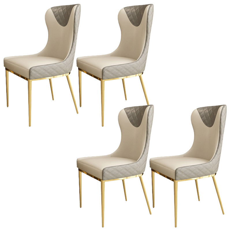 Glam Faux Leather Dining Chairs Metal Dining Room Chairs for Home Use Grey 4 Piece Set Clearhalo 'Dining Chairs' 'Dining Tables & Seating' 'dining_chair' 'furn' 'furn_dining_chair' 'Furniture' 'Kitchen & Dining Furniture' 5279036