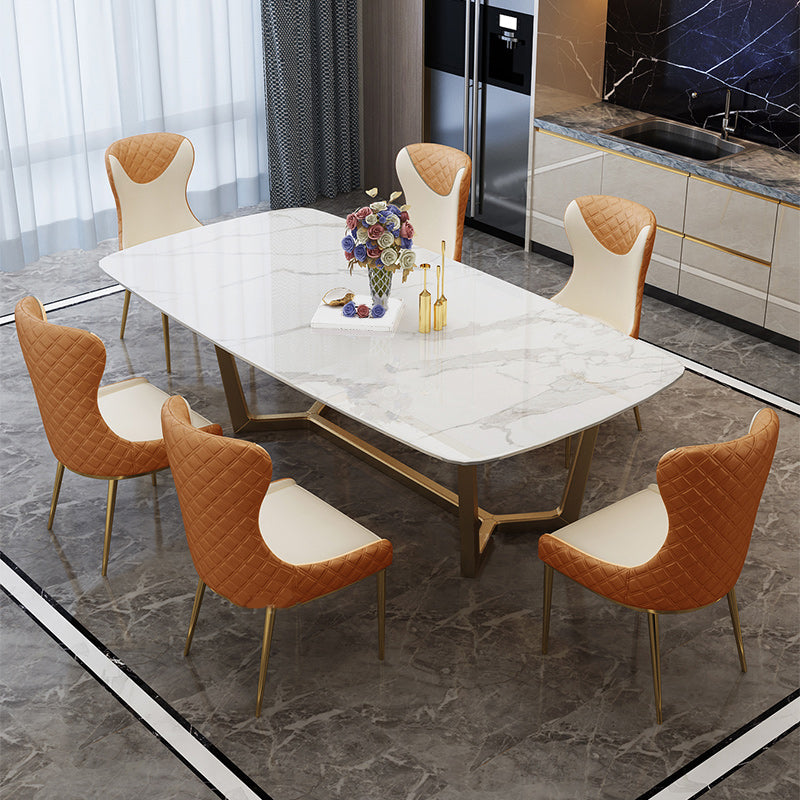 Glam Faux Leather Dining Chairs Metal Dining Room Chairs for Home Use Clearhalo 'Dining Chairs' 'Dining Tables & Seating' 'dining_chair' 'furn' 'furn_dining_chair' 'Furniture' 'Kitchen & Dining Furniture' 5279037