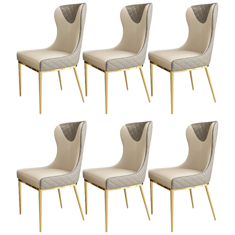 Glam Faux Leather Dining Chairs Metal Dining Room Chairs for Home Use Grey 6 Piece Set Clearhalo 'Dining Chairs' 'Dining Tables & Seating' 'dining_chair' 'furn' 'furn_dining_chair' 'Furniture' 'Kitchen & Dining Furniture' 5279038