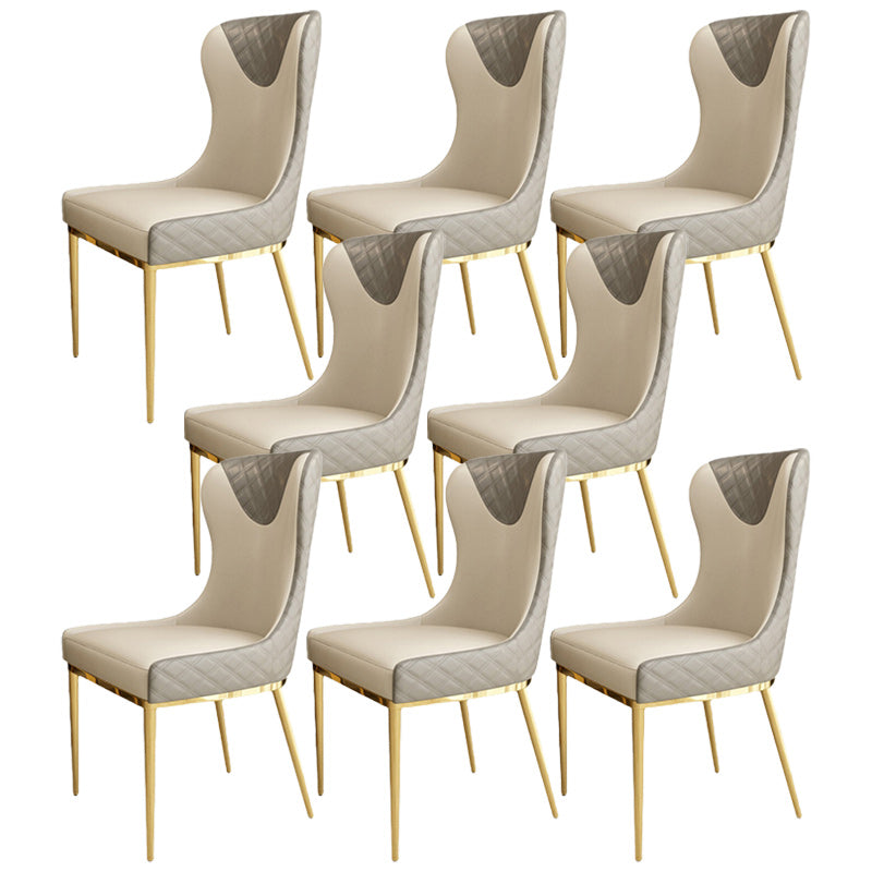 Glam Faux Leather Dining Chairs Metal Dining Room Chairs for Home Use Grey 8 Piece Set Clearhalo 'Dining Chairs' 'Dining Tables & Seating' 'dining_chair' 'furn' 'furn_dining_chair' 'Furniture' 'Kitchen & Dining Furniture' 5279040