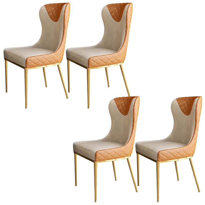 Glam Faux Leather Dining Chairs Metal Dining Room Chairs for Home Use Orange 4 Piece Set Clearhalo 'Dining Chairs' 'Dining Tables & Seating' 'dining_chair' 'furn' 'furn_dining_chair' 'Furniture' 'Kitchen & Dining Furniture' 5279043