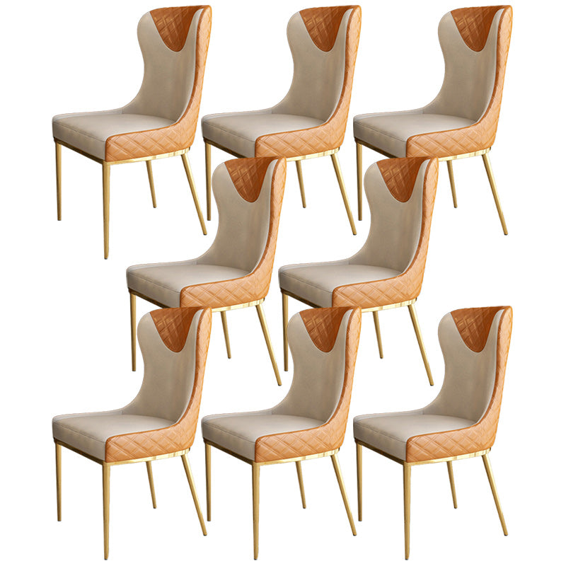 Glam Faux Leather Dining Chairs Metal Dining Room Chairs for Home Use Orange 8 Piece Set Clearhalo 'Dining Chairs' 'Dining Tables & Seating' 'dining_chair' 'furn' 'furn_dining_chair' 'Furniture' 'Kitchen & Dining Furniture' 5279047