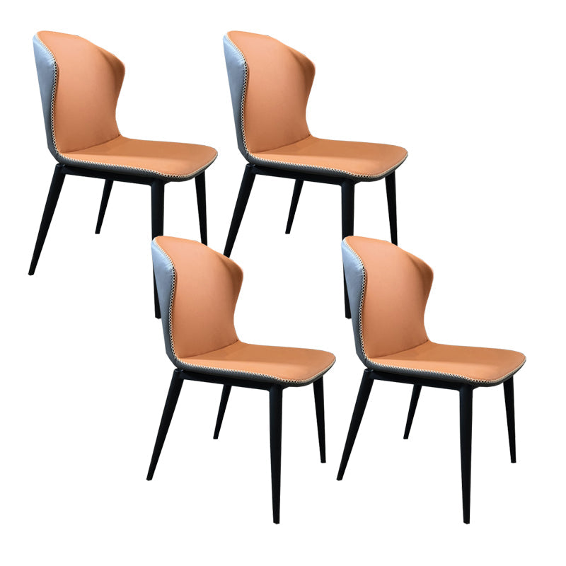 Modern Style Faux Leather Dining Chair Armless Wingback Side Chair Orange 4 Piece Set Clearhalo 'Dining Chairs' 'Dining Tables & Seating' 'dining_chair' 'furn' 'furn_dining_chair' 'Furniture' 'Kitchen & Dining Furniture' 5279089
