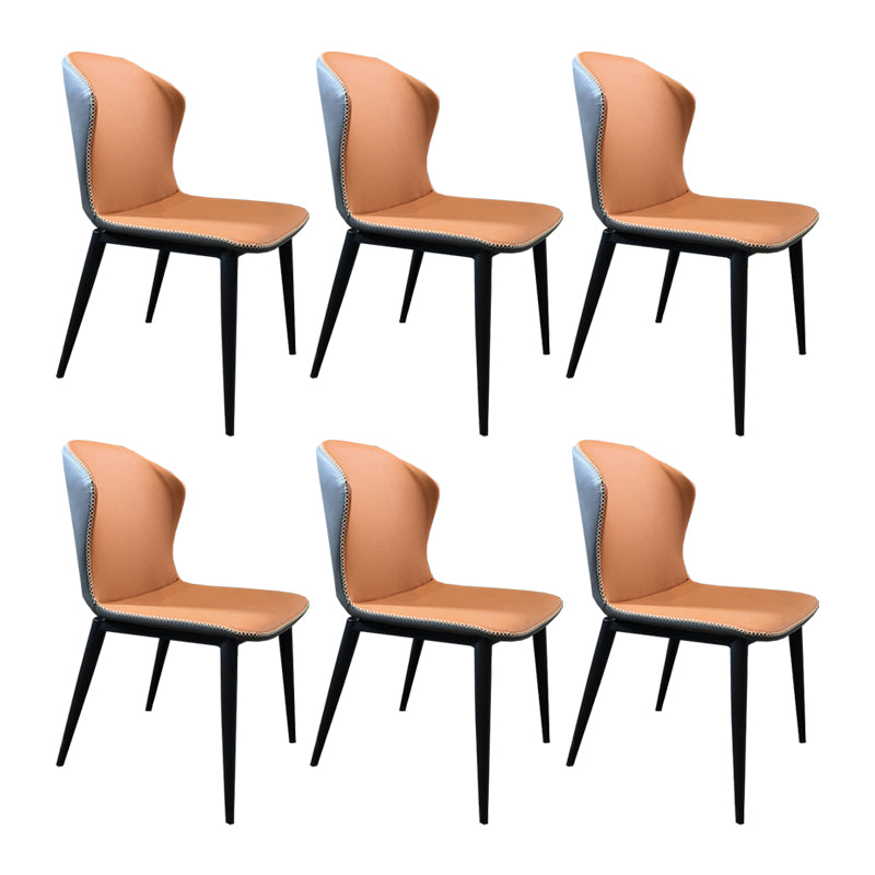 Modern Style Faux Leather Dining Chair Armless Wingback Side Chair Orange 6 Piece Set Clearhalo 'Dining Chairs' 'Dining Tables & Seating' 'dining_chair' 'furn' 'furn_dining_chair' 'Furniture' 'Kitchen & Dining Furniture' 5279091