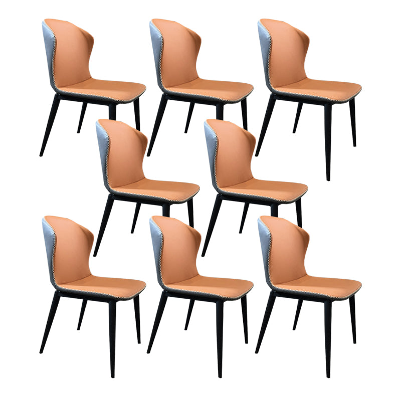 Modern Style Faux Leather Dining Chair Armless Wingback Side Chair Orange 8 Piece Set Clearhalo 'Dining Chairs' 'Dining Tables & Seating' 'dining_chair' 'furn' 'furn_dining_chair' 'Furniture' 'Kitchen & Dining Furniture' 5279093