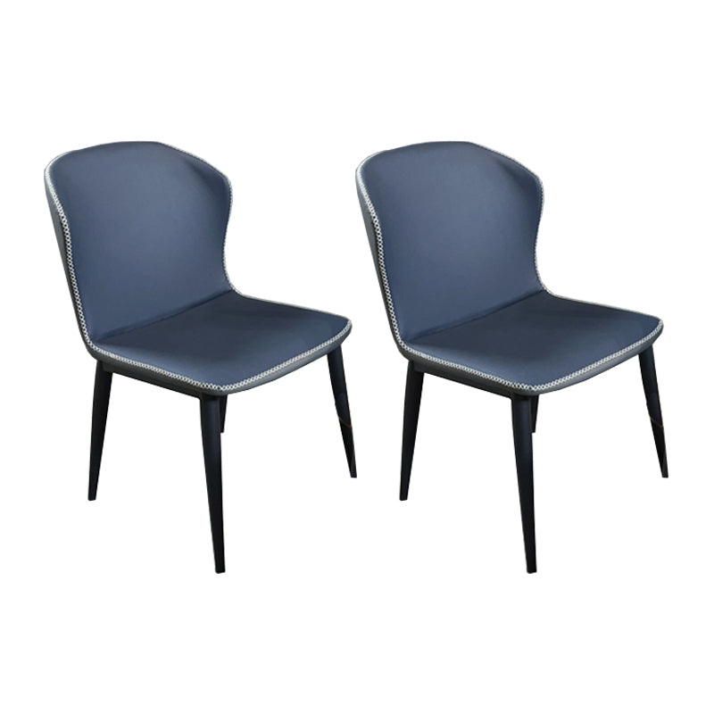 Modern Style Faux Leather Dining Chair Armless Wingback Side Chair Blue 2 Piece Set Clearhalo 'Dining Chairs' 'Dining Tables & Seating' 'dining_chair' 'furn' 'furn_dining_chair' 'Furniture' 'Kitchen & Dining Furniture' 5279095