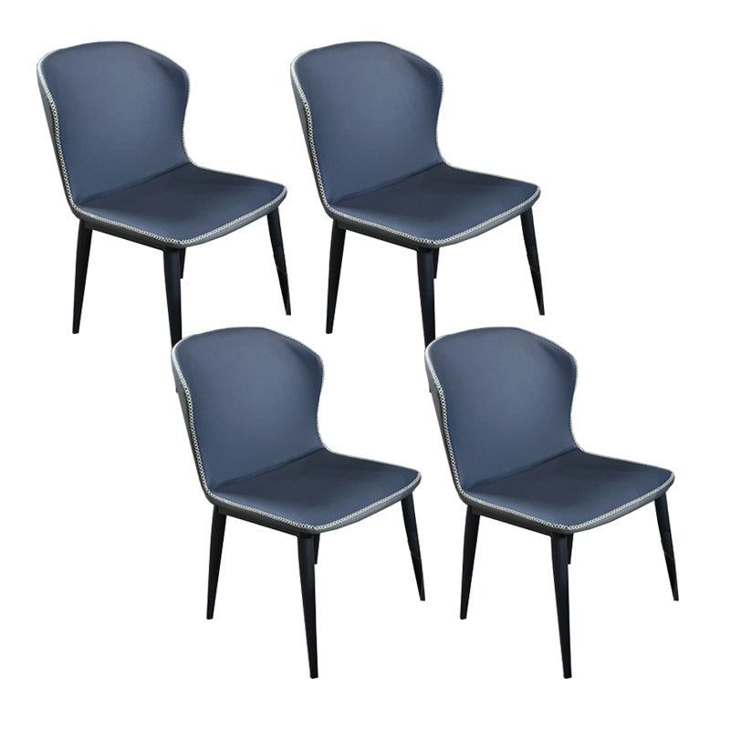 Modern Style Faux Leather Dining Chair Armless Wingback Side Chair Blue 4 Piece Set Clearhalo 'Dining Chairs' 'Dining Tables & Seating' 'dining_chair' 'furn' 'furn_dining_chair' 'Furniture' 'Kitchen & Dining Furniture' 5279097