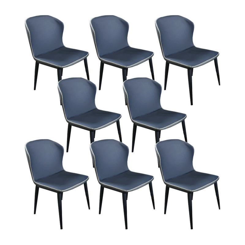 Modern Style Faux Leather Dining Chair Armless Wingback Side Chair Blue 8 Piece Set Clearhalo 'Dining Chairs' 'Dining Tables & Seating' 'dining_chair' 'furn' 'furn_dining_chair' 'Furniture' 'Kitchen & Dining Furniture' 5279101