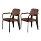 Industrial Open Back Dining Chair Upholstered Arm Chair with Black Legs Brown 2 Piece Set Clearhalo 'Dining Chairs' 'Dining Tables & Seating' 'dining_chair' 'furn' 'furn_dining_chair' 'Furniture' 'Kitchen & Dining Furniture' 5279143