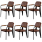 Industrial Open Back Dining Chair Upholstered Arm Chair with Black Legs Brown 6 Piece Set Clearhalo 'Dining Chairs' 'Dining Tables & Seating' 'dining_chair' 'furn' 'furn_dining_chair' 'Furniture' 'Kitchen & Dining Furniture' 5279146