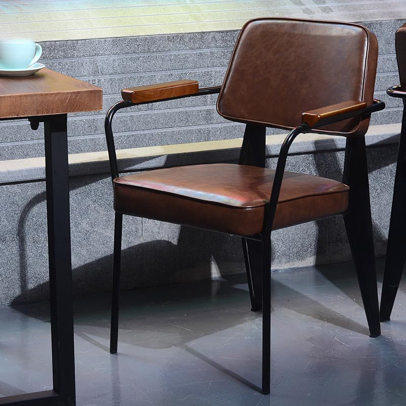 Industrial Open Back Dining Chair Upholstered Arm Chair with Black Legs Clearhalo 'Dining Chairs' 'Dining Tables & Seating' 'dining_chair' 'furn' 'furn_dining_chair' 'Furniture' 'Kitchen & Dining Furniture' 5279148