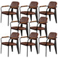 Industrial Open Back Dining Chair Upholstered Arm Chair with Black Legs Brown 8 Piece Set Clearhalo 'Dining Chairs' 'Dining Tables & Seating' 'dining_chair' 'furn' 'furn_dining_chair' 'Furniture' 'Kitchen & Dining Furniture' 5279149