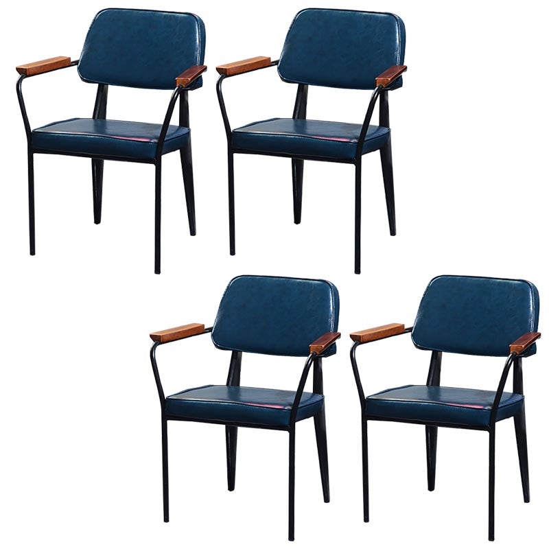 Industrial Open Back Dining Chair Upholstered Arm Chair with Black Legs Blue 4 Piece Set Clearhalo 'Dining Chairs' 'Dining Tables & Seating' 'dining_chair' 'furn' 'furn_dining_chair' 'Furniture' 'Kitchen & Dining Furniture' 5279153