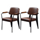 Industrial Open Back Dining Chair Upholstered Arm Chair with Black Legs Dark Brown 2 Piece Set Clearhalo 'Dining Chairs' 'Dining Tables & Seating' 'dining_chair' 'furn' 'furn_dining_chair' 'Furniture' 'Kitchen & Dining Furniture' 5279159